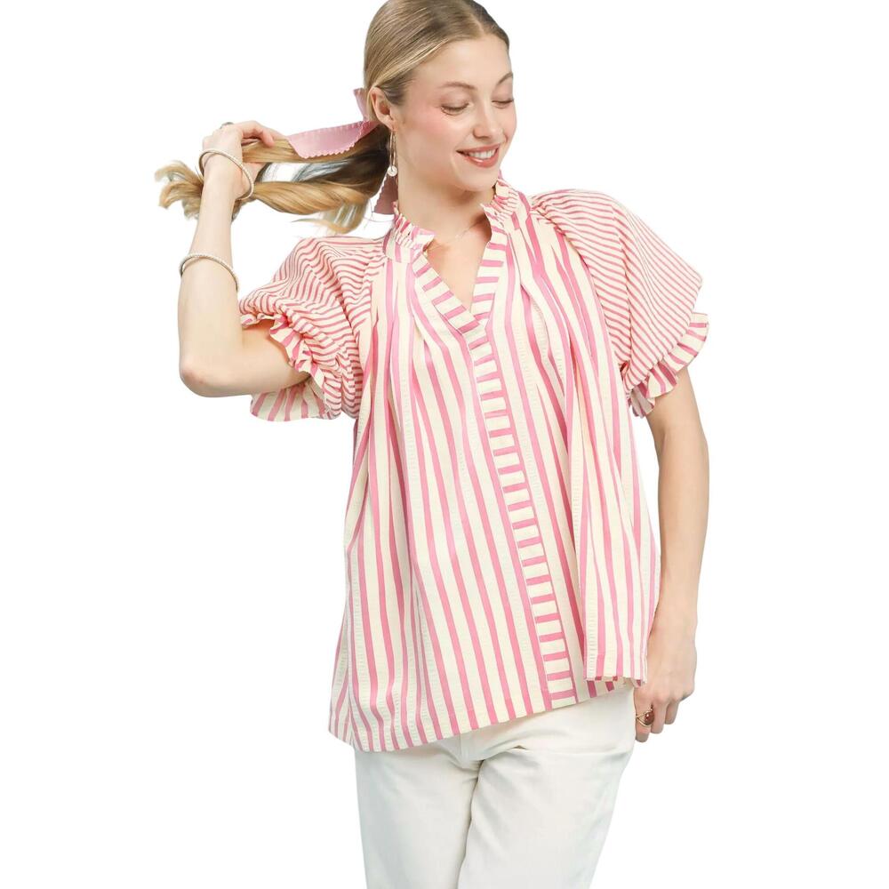 NEW UMGEE sweet southern stripe top in peony